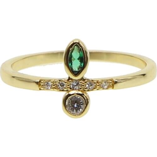 2021 Special Anillos Fashion Gold Color Green Water Drop Cz Ring Delicate For Women Girls Jewelry Simple Wedding Finger Gifts