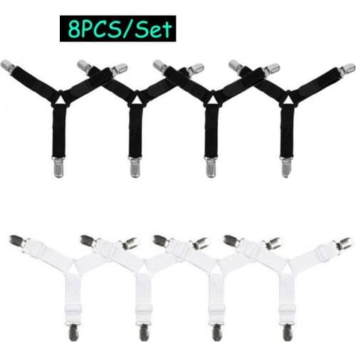 4PCS/Set Adjustable Elastic Mattress Cover Corner Holder Clip Bed Sheet Fasteners Straps Grippers Suspender Cord Hook Loop Clasp
