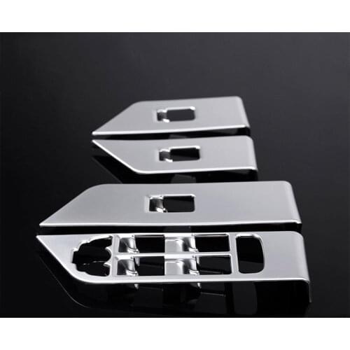 4pcs/set Chrome Interior Accessory Window Button Frame Cover Trim Sticker For Landrover Range Rover Evoque 2011-2017