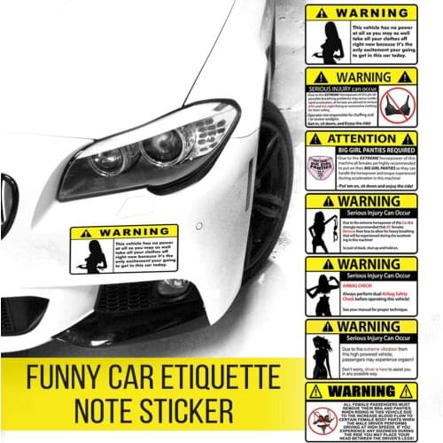 7pcs Funny Car Etiquette Notes Stickers Creative Waterproof Car Stickers Car Decoration Stickers Car Warning Stickers