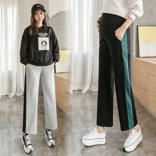7011# Maternity Pants Spring Autumn Loose Comfy Belly Support Pants Elastic Waist Maternity Wide-Leg Trousers