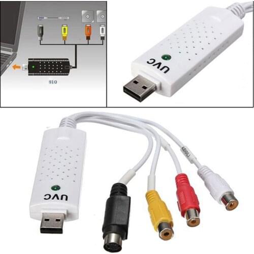 Easycap USB 2.0 Audio Video Capture Card Adapter for NTSC/PAL VHS To TV DVD Video Signal Converter For Win7/8/XP/Vista White