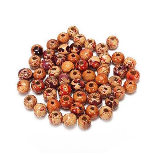 100pcs 10mm Mixed Wood Round Beads Jewelry Making Loose Spacer Charms Findings