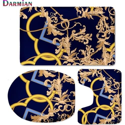 European and American Flower 3D Print Toilet Seat Cover Washable WC Lid Pad Decorative Home Bathroom Floor Rugs Carpets Non-Slip