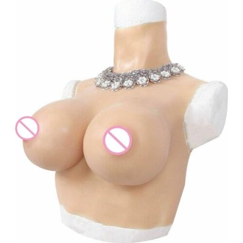 F Cup Huge Silicone Breast Forms for Crossdresser Fake Boobs Drag Queen Full Cup Solid Lingerie Sheer Bra