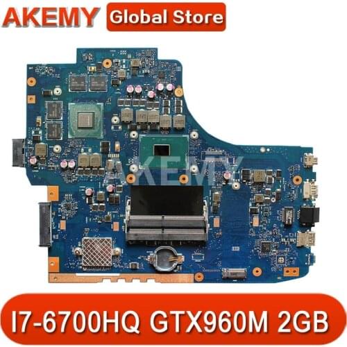 GL752VW original mainboard for ASUS ROG FX71PRO ZX70V GL752VL GL752V Laptop motherboard with I7-6700HQ GTX960M 2GB