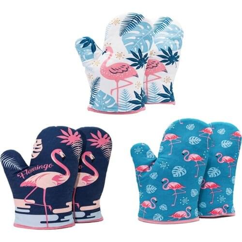 1pc Hot Baking Microwave Oven Cooking Bakeware Kitchen Heat Resistant Safe Glove Thicken Food Grade Anti-Hot Printed Gloves Mitt