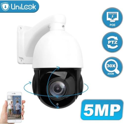 Unilook H.265 POE PTZ IP Camera 5MP 30X ZOOM Waterproof Hi3516E Speed Dome Camera Outdoor IR 60M CCTV Security Camera IP ONVIF