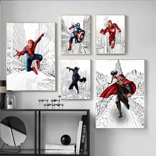 Canvas Painting Wall Art Superhero Hulk Captain America Nordic Posters and Prints Classic Anime Pictures for Living Room Decor
