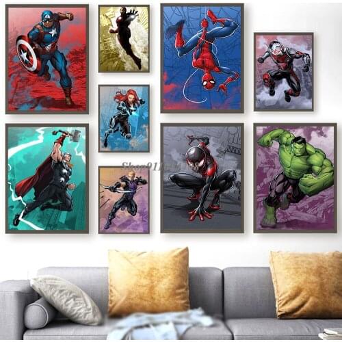 Canvas Painting Ironman Captain America One Piece Poster Anime Canvas Print Wall Art Pictures for Home Decor Marvel Movie Poster