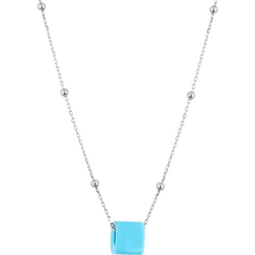 Fashion Turquoise Necklace Pendant Jewelry 925 Sterling Silver with Chain