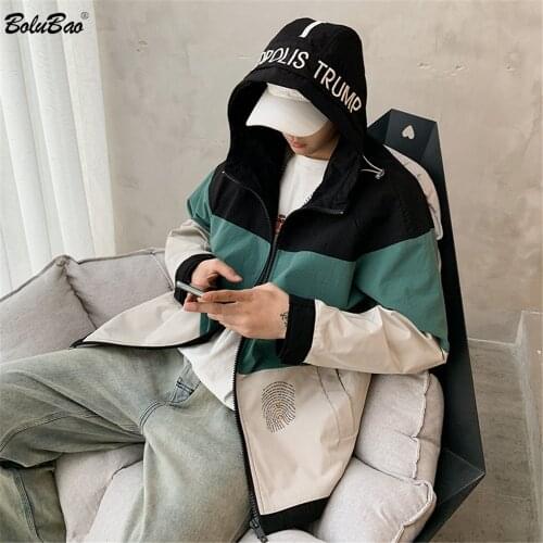 BOLUBAO Brand Fashion Mens Jackets Autumn Colorblock Tracksuit Coat Cardigan Personality Letter Printing Man Fashion Jackets
