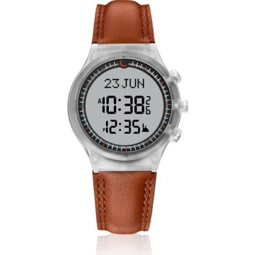 Islamic Business Man Watch Prayer Wristwatch Azan Athan Alarm with Hijri Calendar Auto-Compass Mosque Clock