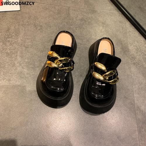 Mules Shoes Women Slippers Women Summer 2021 Woman Slippers Patent Leather Ladies Slippers Platform Shoes Designer Shoes Zapatos