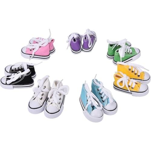 Baby Doll Cool Fashion Shoes& Boy Dolls Canvas Shoes 7.5cm Canvas Lace Up Sneakers Shoes For Girl Dolls Accessories