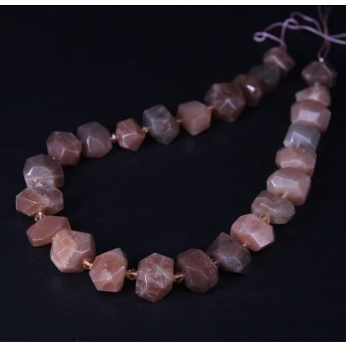 24pcs/strand,Natural Sunstones Faceted Nugget Beads,Cut Rough Orange Quartz Stone DIY Slabs Pendant Necklace Bracelet Making