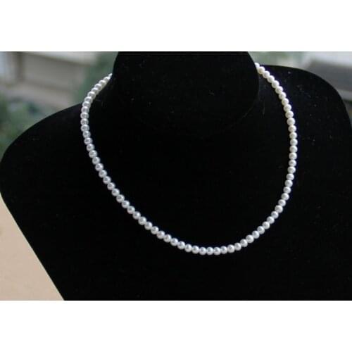 3mm bright white round pearl handmade necklace natural freshwater pearl Woman Jewelry Gift 35cm 43cm 14'' 17