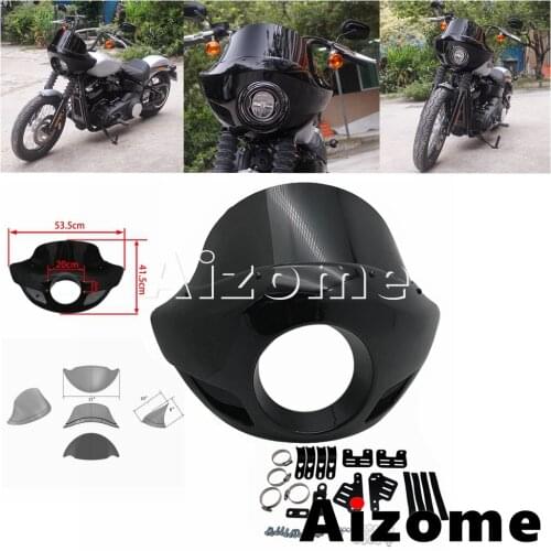 5.75" Motorcycle Front Headlamp Cover Plastic Headlight Cowl Fairing Kit For Harley 35-49mm Forks Sportster Dyna Touring Softail