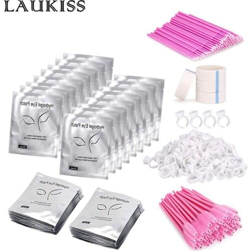 Eyelash Extension Supplies Under Eye Gel Pads Disposable Mascara Brushes Wands Micro Applicators Glue Ring Holder Tape
