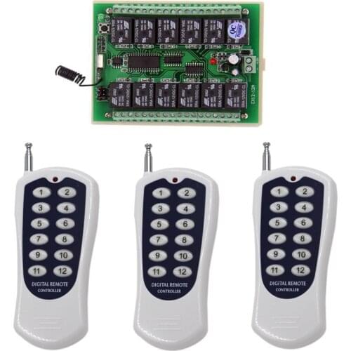 DC 12V 24V 12 CH 12CH Wireless Remote Control Switch Remote LED Bulb Smart Home System Radio Relay Receiver Transmitter 315/433