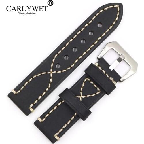 CARLYWET20 22 24 26mm Black Thick Strap Watch Band For Tag CARRERA Omega Montblanc Panerai Daytona Submariner Tissot