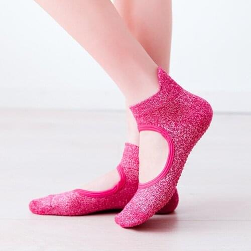 Silver Silk Yoga Antiskid Open Back Round Head Heel Dance Indoor Fitness Pilates Calcetines Ciclismo Sports Camping Meias Socks