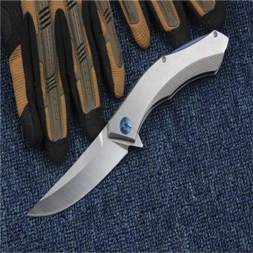 Blue moon folding knife with steel handle D2 Tactical Survival Knives Hunting Camping Blade EDC tool