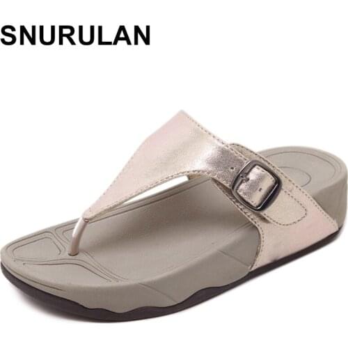 SNURULAN2018 Summer new Women slippers Slip-on Casual buckle slope Female Sandals Beach Flip Flops Lady Slippers Women ShoesE435