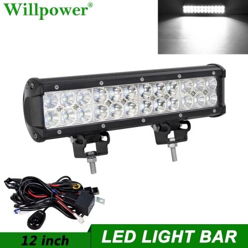 Tractor 72W 12" Inch LED Light Bar For Jeep Polaris Honda Yamaha ATV UTV RZR SUV Bumper Fog Driving Lamp Lawn Mower Work Light