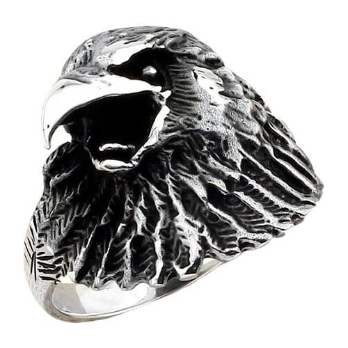 Solid 925 Sterling Silver Eagle Figure Mens Ring