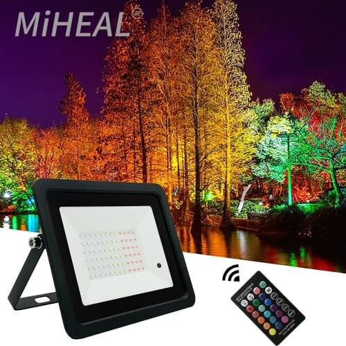 AC 110V/220V LED Floodlight Outdoor Spotlight 20W 30W 50W 100W Wall Washer Lamp Reflector IP68 RGB Flood Light Garden Lighting