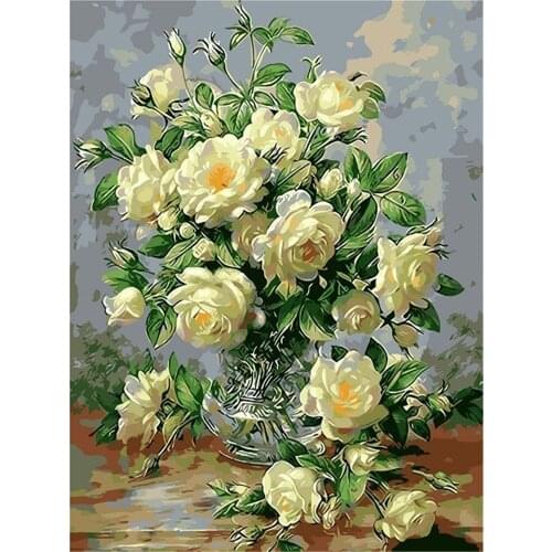 Flower Vase DIY Embroidery Cross Stitch 11CT Kits Needlework Craft Set Printed Canvas Cotton Thread Home Decoration Wholesale