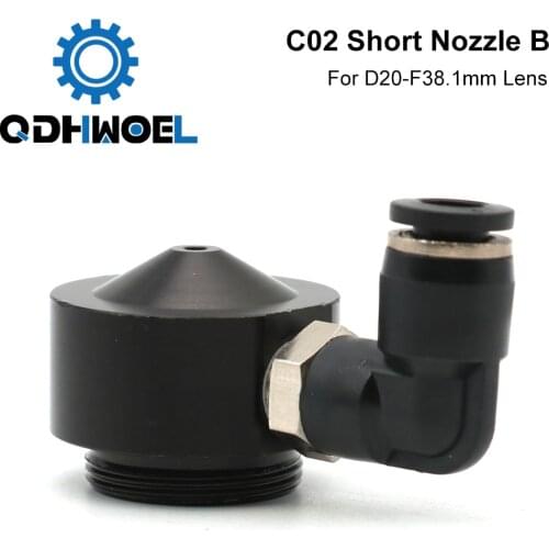 Air Nozzle N02 for Dia.20 FL38.1 Lens CO2 Short Nozzle B with Fitting for Laser Head at CO2 Laser Cutting Machine