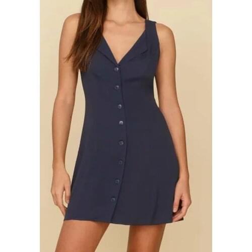 2021 summer Women Party sleeveless Single breasted Mini vest Dress Off Shoulder Vestidos sexy v neck A-Line shirt short Dresses