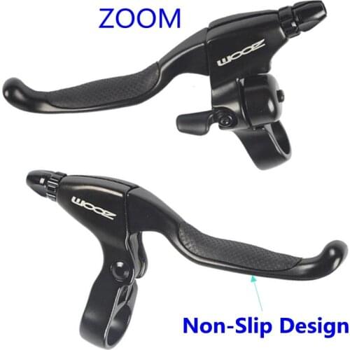 ZOOM Mountain Bike Aluminum Alloy brake lever kit, Ergonomic 2-finger brake lever, V brake, Black,Non-Slip Design,PK FR7