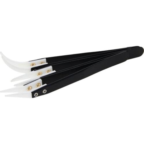 1 Set Ceramic Tweezers Non-Conductive Heat Resistant Anti-Static Insulated Stainless Steel Tweezers for Electronic Repairing