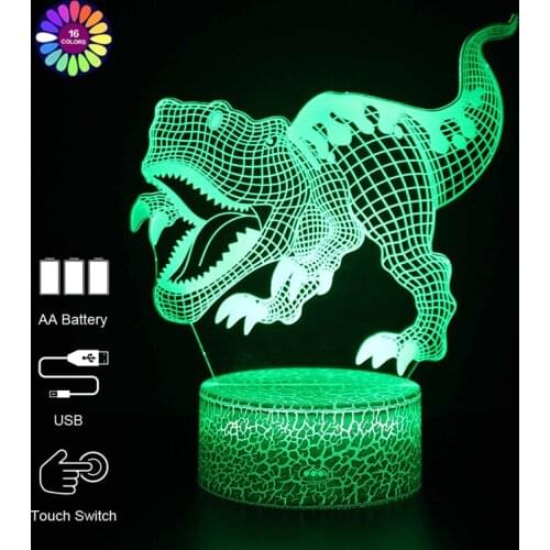 16 Colors 3d Lamp Dinosaur Tyrannosaurus LED Nightlight Kids Child Girls Manga Night Light Lamp Bedroom Holiday Party Decor