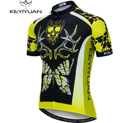 2021 Keyiyuan Black And Yellow Cycling Jersey Short Sleeves Tops Bicycle MTB Shirt Road Bike Team Summer Sports Men Clothing