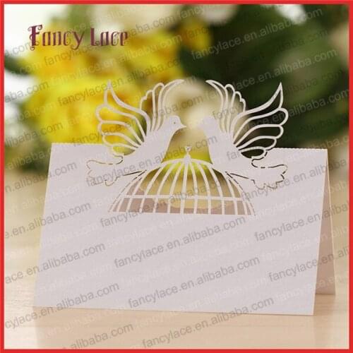 50PCS Hot Sale Love Bird Cage Shaped Wedding Decorations Place Cards, Elegant Customized Table Cards Die Cut Paper Party Decor