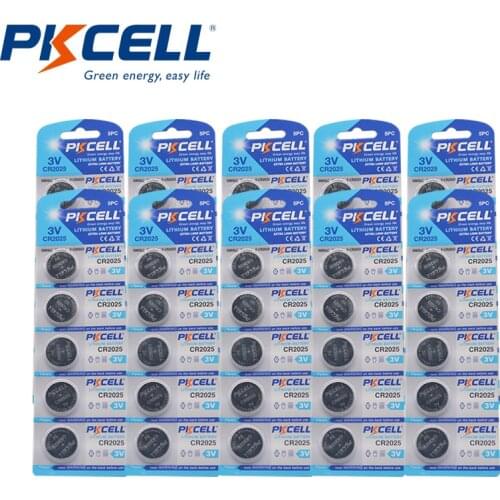50PCS PKCELL new battery cr2025 CR2025 , DL2025, ECR2025 3v button cell coin batteries for watch computer cr 2025 original brand