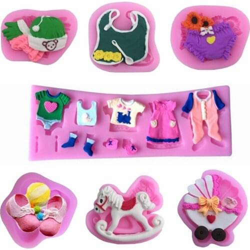 Free Shipping 3d Clothes Family Cooking Tool Wedding Decoration Silicone Mold Baking Fondant Sugar Craft Molds Diy Cake Cake