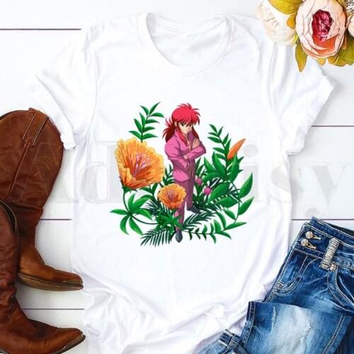 Anime Manga Yu Yu Hakusho Kurama Yusuke Urameshi Short Sleeve Female Tops Tees Harajuku Vogue VintageT Shirts Womens T-shirt