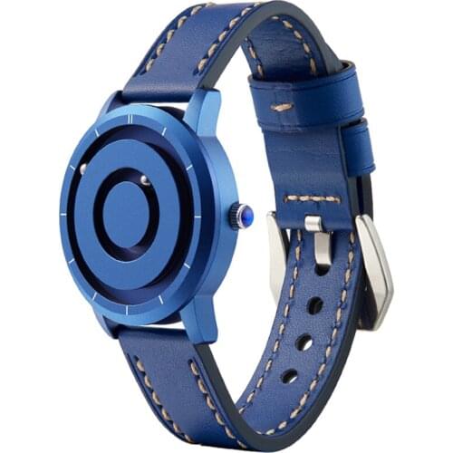 EUTOUR New Innovative Blue Gold Magnetic Metal Multifunctional Watch Mens Fashion Sports Quartz Watch Simple Men Watches Reloj