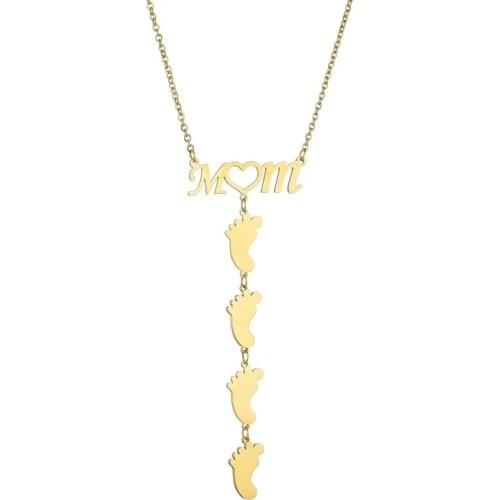 DUOYING MOM Footprint Choker Necklace Custom Pendant NamePlate Necklaces Personlized Jewelry Engrave Name For Women Unique Gift