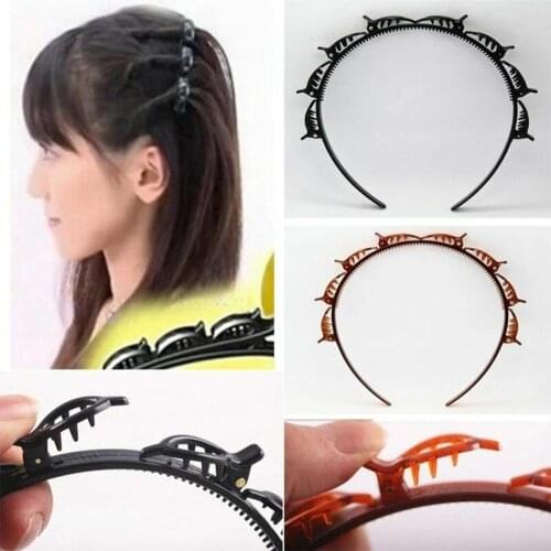 Double Bangs Hairstyle Hairpin for Women Girls Hair Accessories Double Layer Bands Clip Headband Hairbands Headwear
