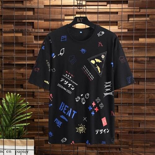 New Loose Mens T-shirts Casual Print 2021 Summer Short Sleeves BLACK WHITE Tshirt Tees Plus OVERSize M-L-6XL 7XL 8XL