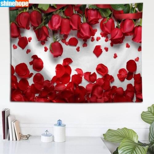 Custom Red Rose Flower tapestry wall hanging tapestry home decoration rectangle bedroom wall art tapestry 140X250cm