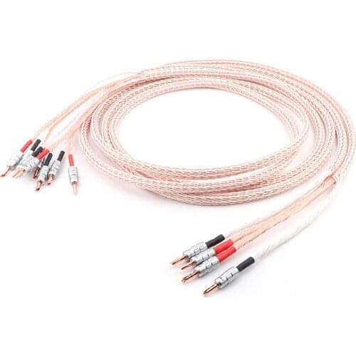 Hi-End KB 12TC OCC Speaker Wire Hifi Speaker Cable CMC BFA 2 Banana Plug to 4 Banana Jack
