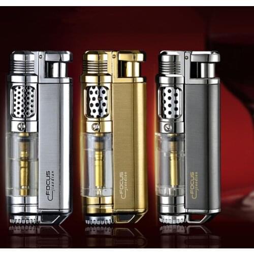 Compact Jet Butane Lighter Torch Turbo Lighter Windproof Metal Cigar Lighter 1300 C Cigarette Accessories Gift Package