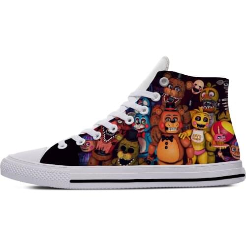 Fnaf Freddy Cartoon At Game Nights Anime Five Casual Canvas Shoes High Top Lightweight Breathable 3D Print Men Women Sneakers